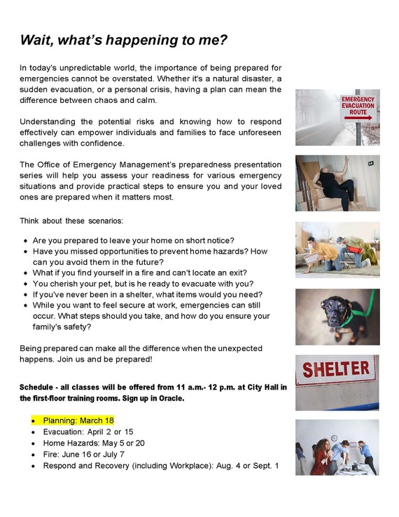 Emergency Preparedness training March 18, 2026 - Planning