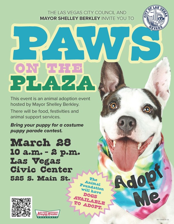 Paws on the Plaza March 28, 2026 event flier