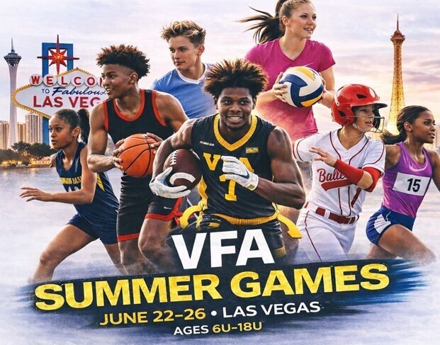 Vegas For Athletes Summer Games - athletes in various sports, including basketball, volleyball, track, and baseball. 