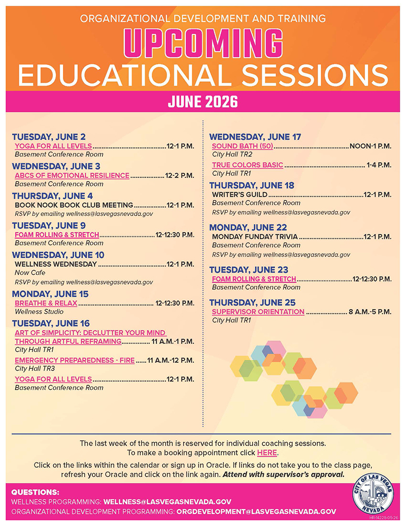 Organizational Health Wellness & Training Calendar June 2026