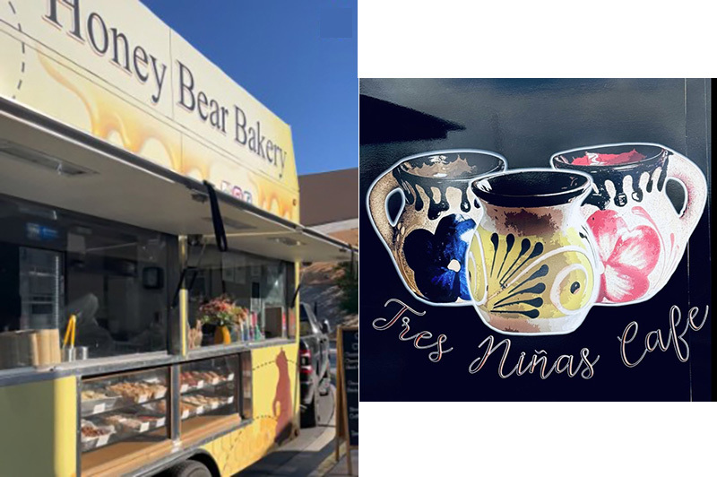 Pictures of Honeybear Bakery and Tres Ninos food trucks