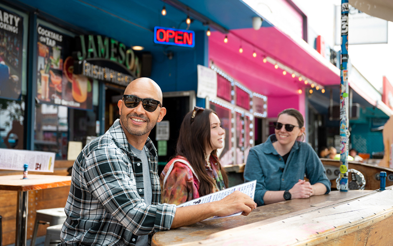 people hanging out in the Arts District