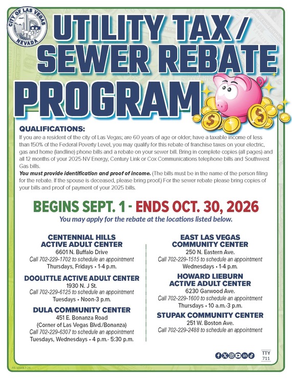 Senior utility/sewer tax rebate flier 2026