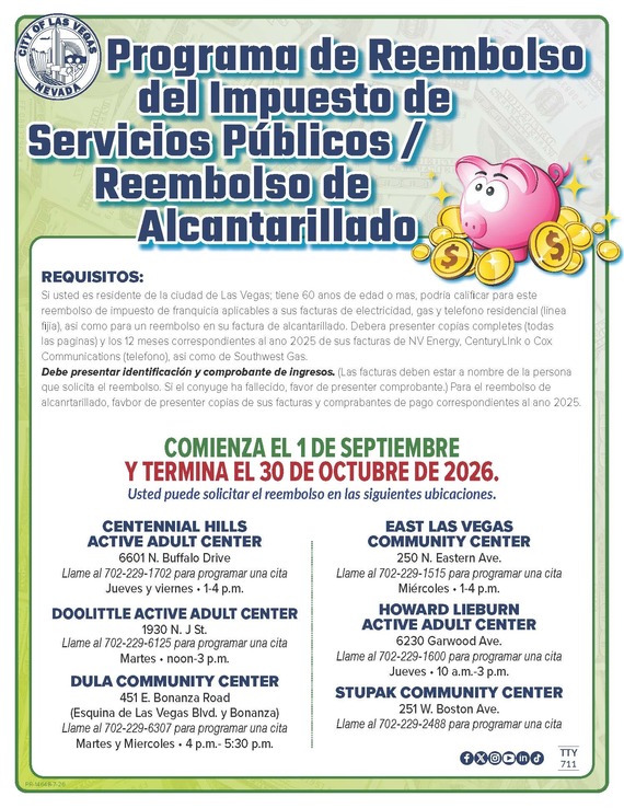 Senior Utility/Sewer Tax Rebate flier 2026-Spanish