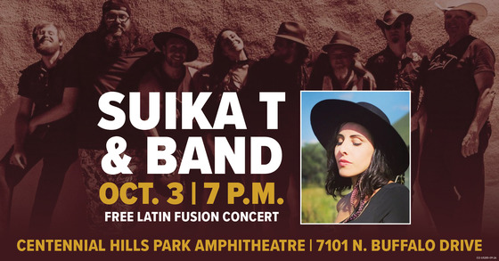 Suika T & Band October 03, 2026 7 p.m. Centennial Hills Park Amphitheatre, 7101 N. Buffalo Drive