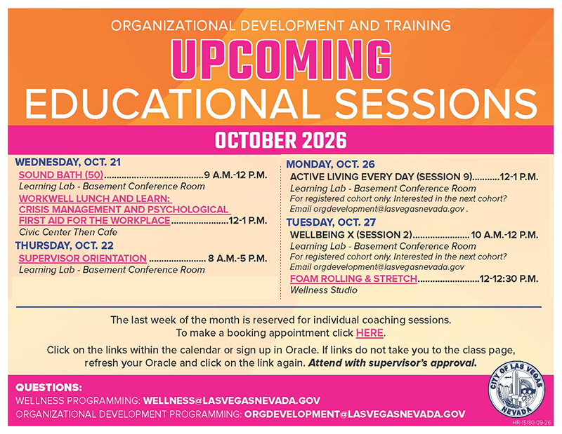 ODT Training Calendar Oct. 21-30, 2026
