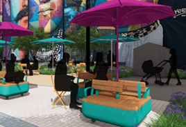 Rendering of Hudson Houston Plaza (Manhattan; Completed design) Credit: NYC Parks / NYC DEP/ HSBID 