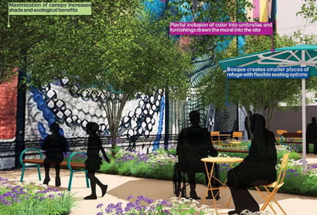 null Rendering of Hudson Houston Plaza (Manhattan; Completed design) Credit: NYC Parks / NYC DEP/ HSBID