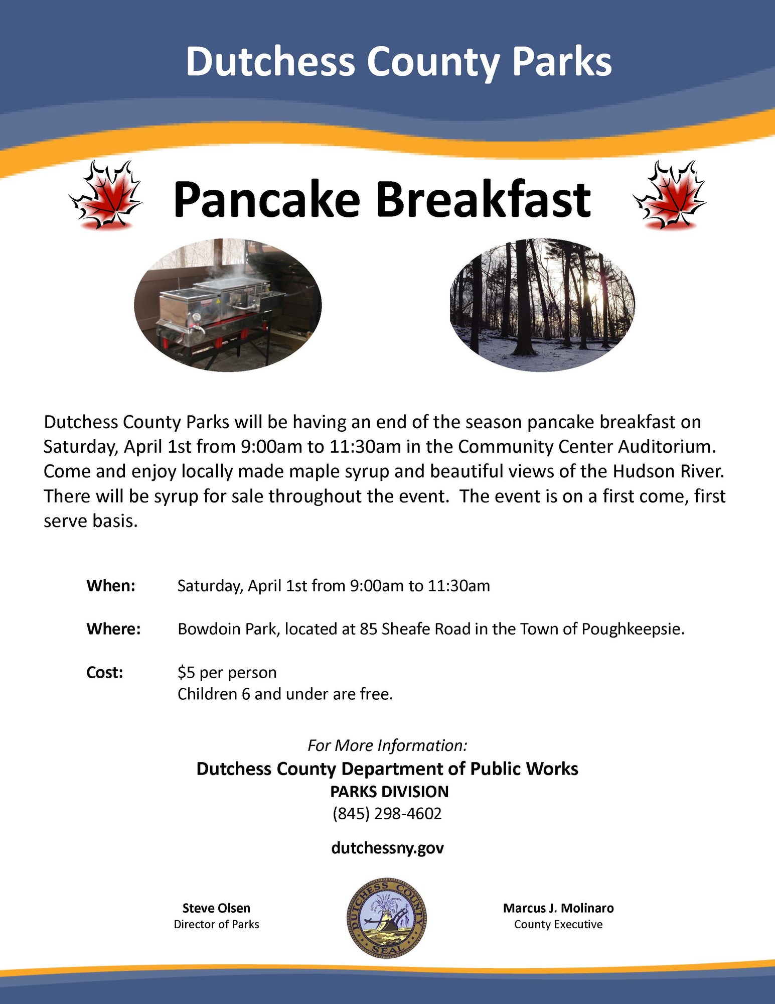 Pancake Breakfast this Saturday at Bowdoin Park!