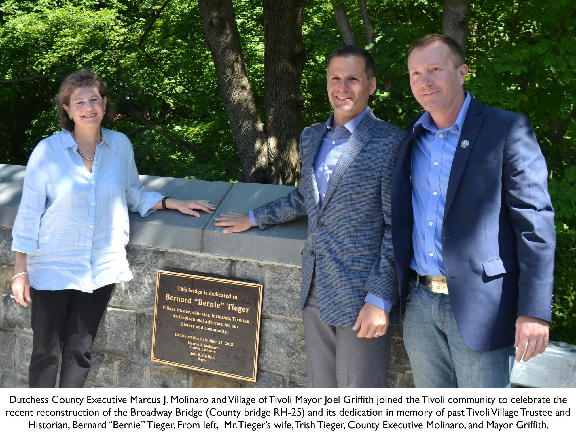 The Broadway Bridge was dedication in memory of past Tivoli Village Trustee and Historian, Bernard “Bernie” Tieger.