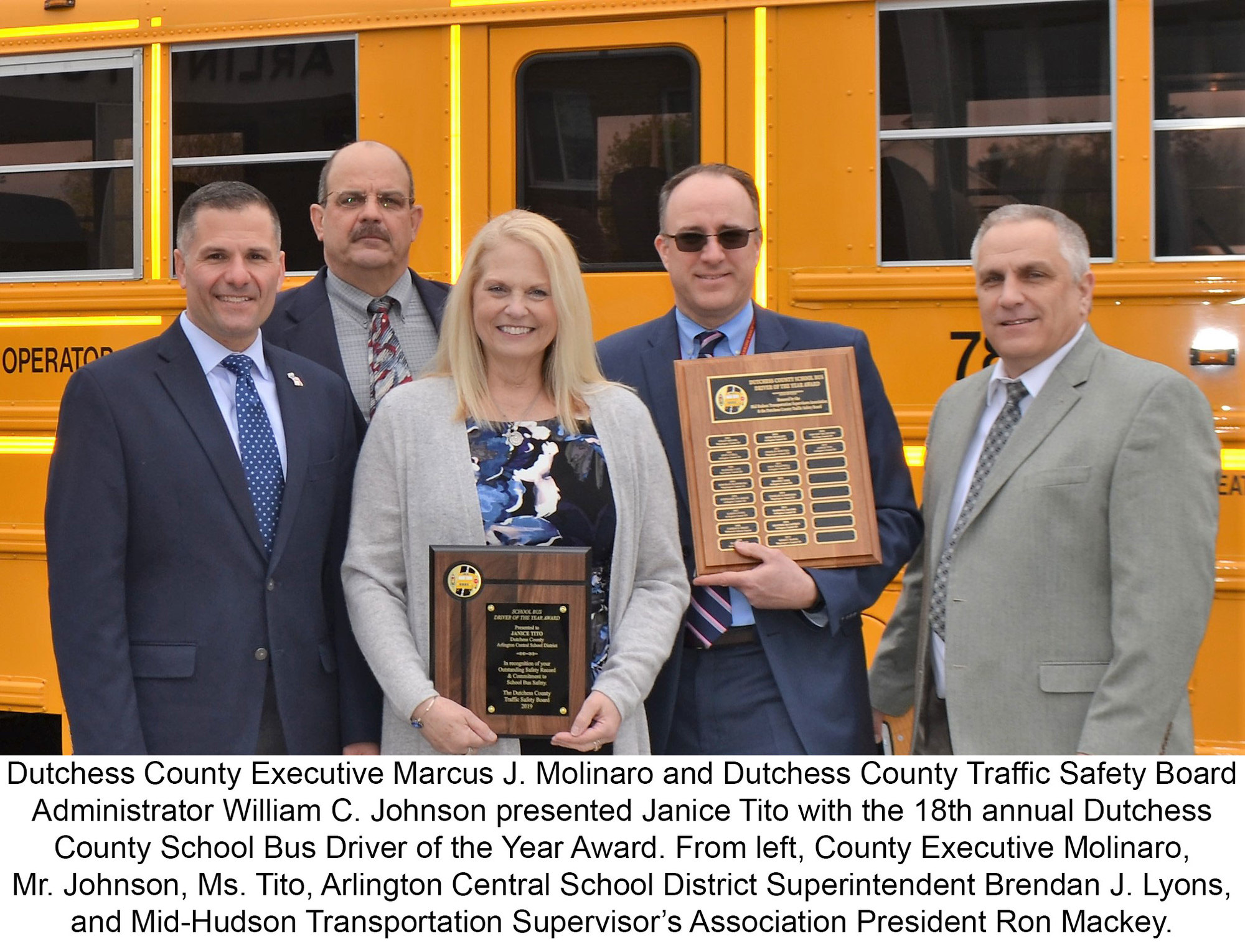 Janice Tito, center, honored as 18th Annual School Bus Driver of the Year.