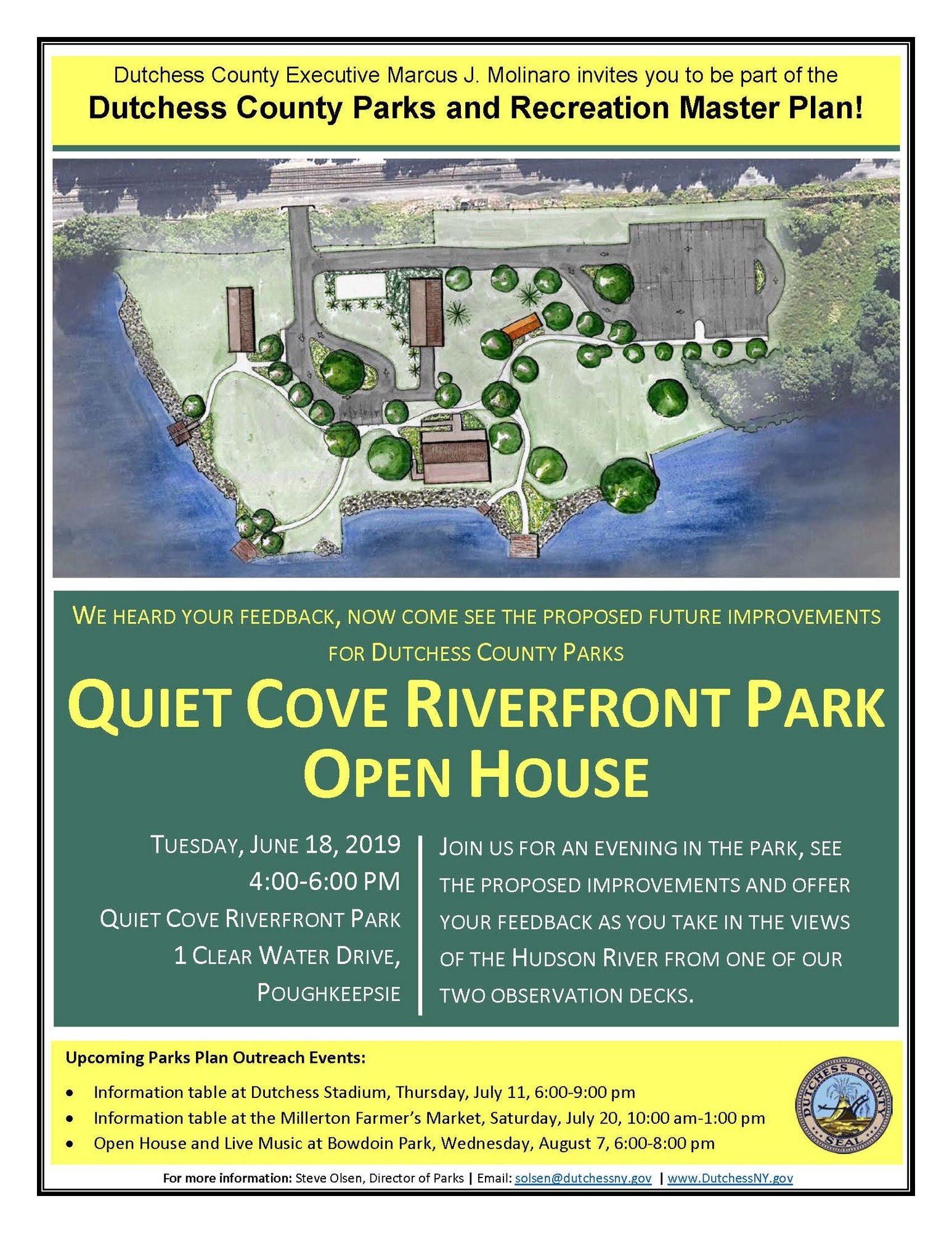 Open House June 18th at Quiet Cove Riverfront Park for Parks Master Plan proposed changes