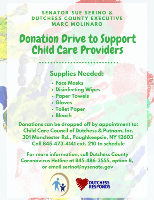 Serino and Molinaro Launch Donation Drive to Support Childcare Providers