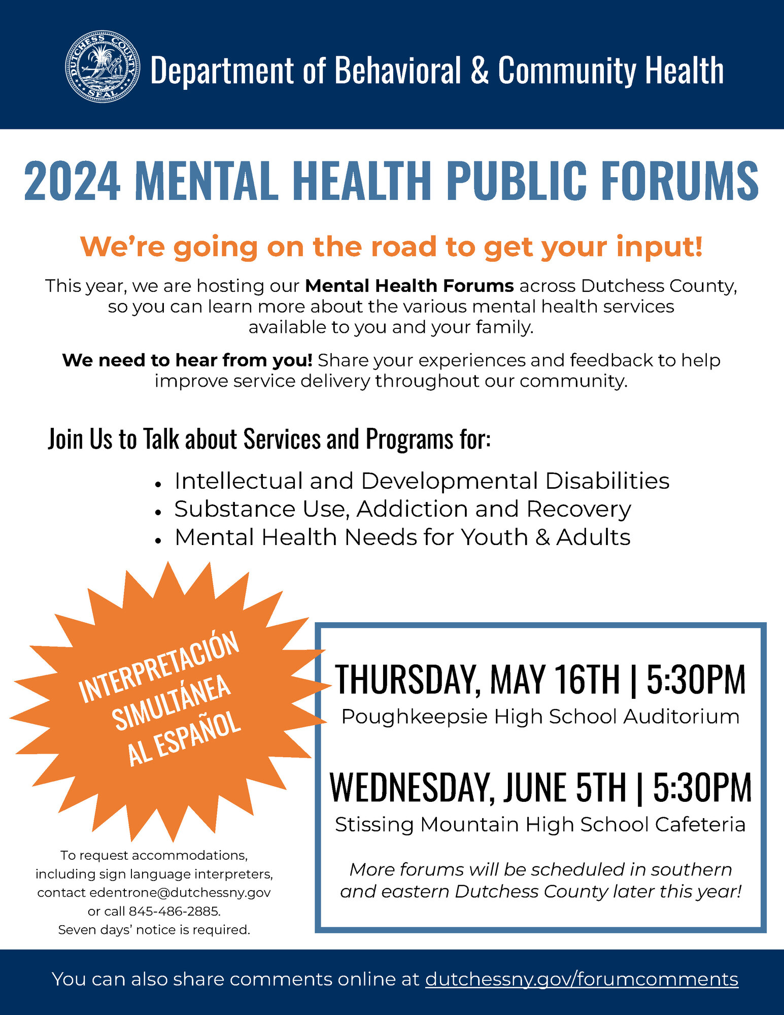Residents Asked to Share Input about Services at Mental Health Public ...