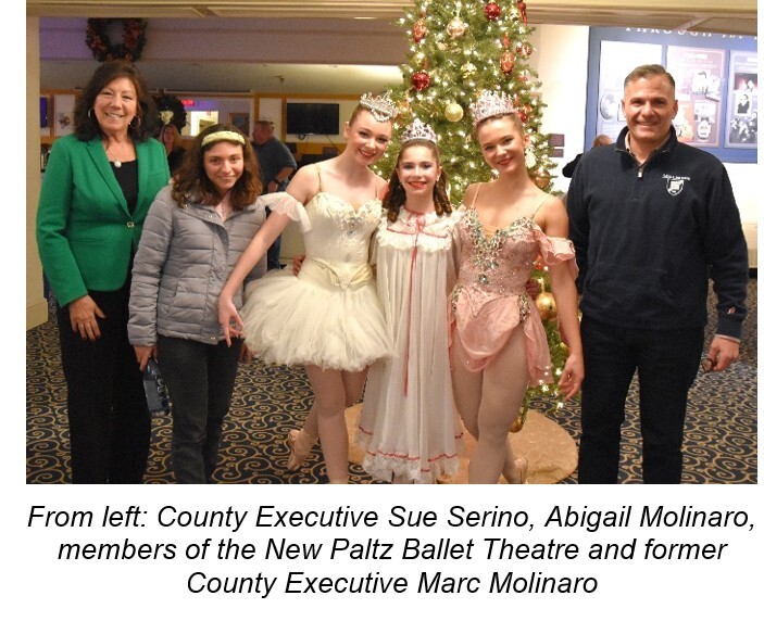 From left: County Executive Sue Serino, Abigail Molinaro, members of the New Paltz Ballet Theatre and former County Executive Marc Molinaro