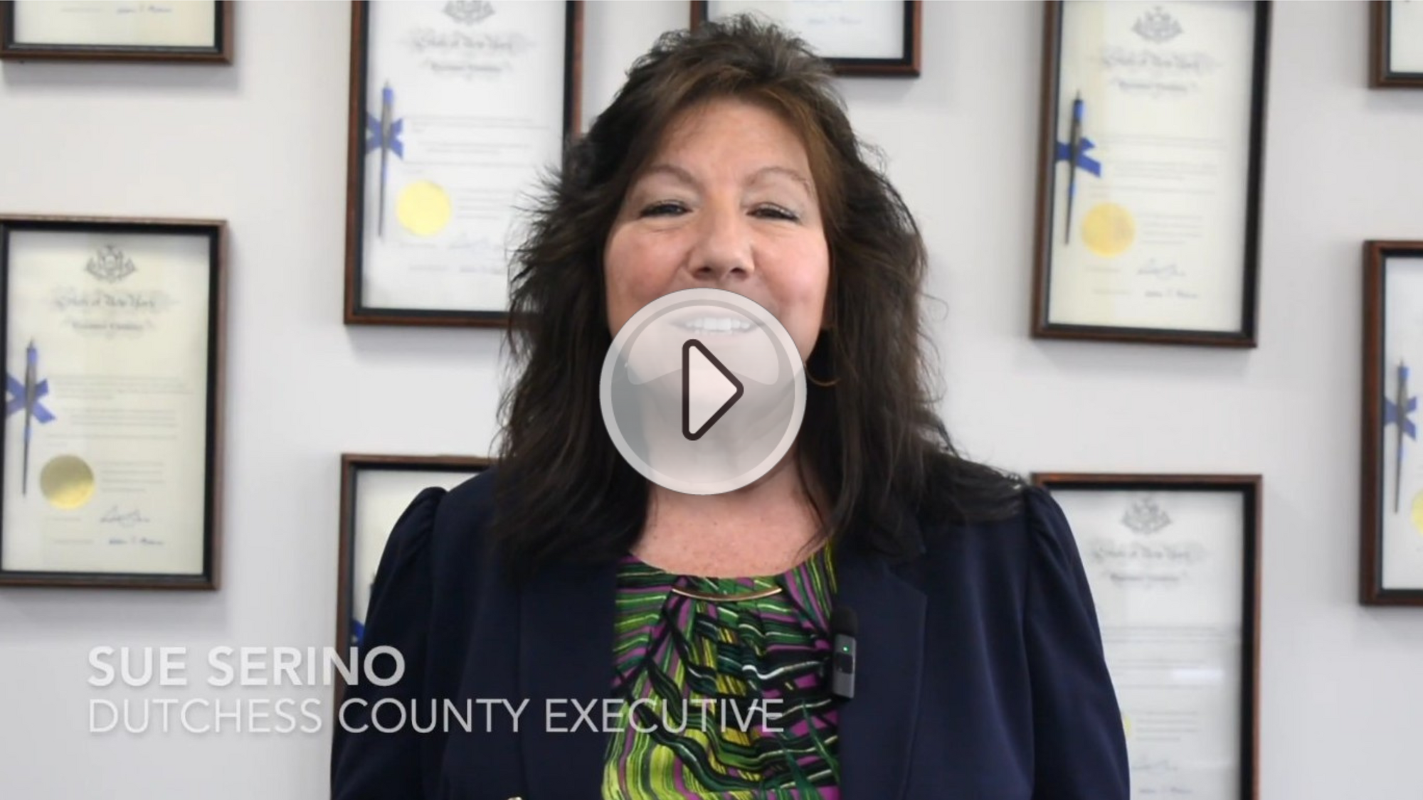 A screenshot of County Executive Serino's video message