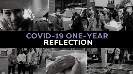 COVID one-year reflective photo montage