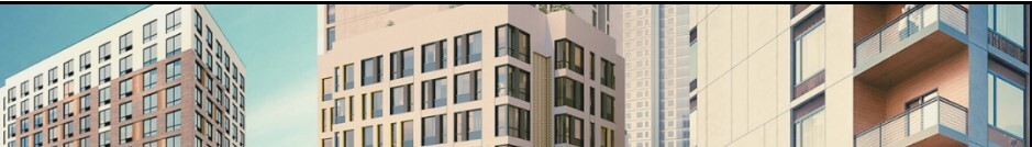 Photos of affordable housing buildings in a collage