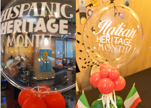 Hispanic and Italian Heritage Month balloon centerpieces