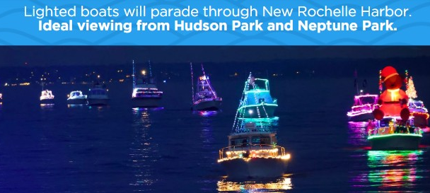 Lighted Boat Parade photo of two lighted boats at night