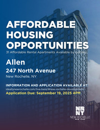 Allen affordable housing lottery announcement with building in background