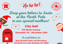 Letters to Santa mailbox with elves and snowflakes