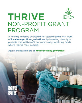 Thrive logo green with white letters and person in background