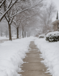 Snow cleared sidewalk
