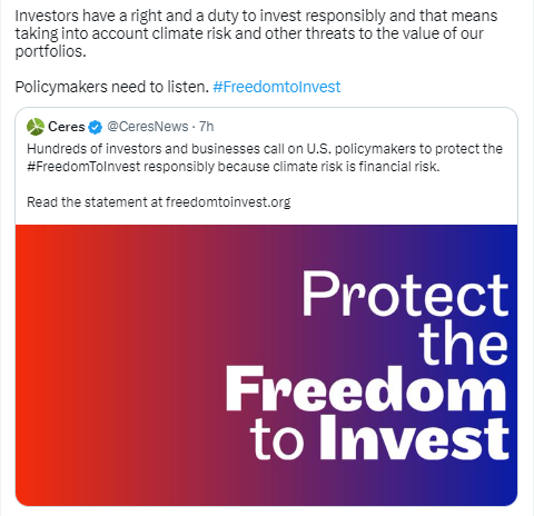 Tweet on Investing Responsibly