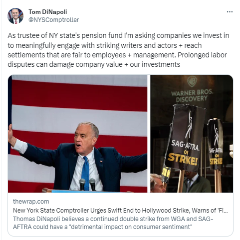 Tweet on NYS Pension Fund 