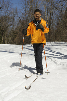 A man cross-country skiing