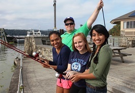 A group of friends fish at Norrie Point