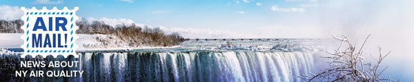 air mail banner with view of Niagara Falls and Goat Island, Niagara, NY