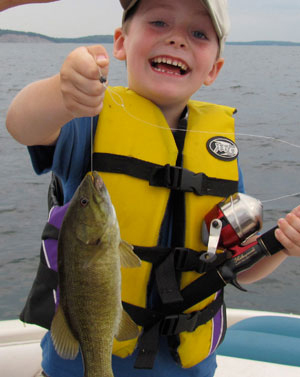 boy bass fishing