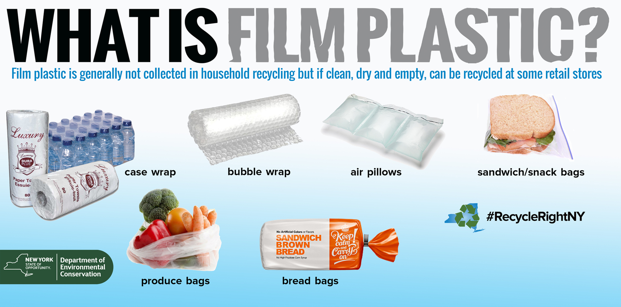 Image showing the different types of film plastic that can be recycled at return to retail locations