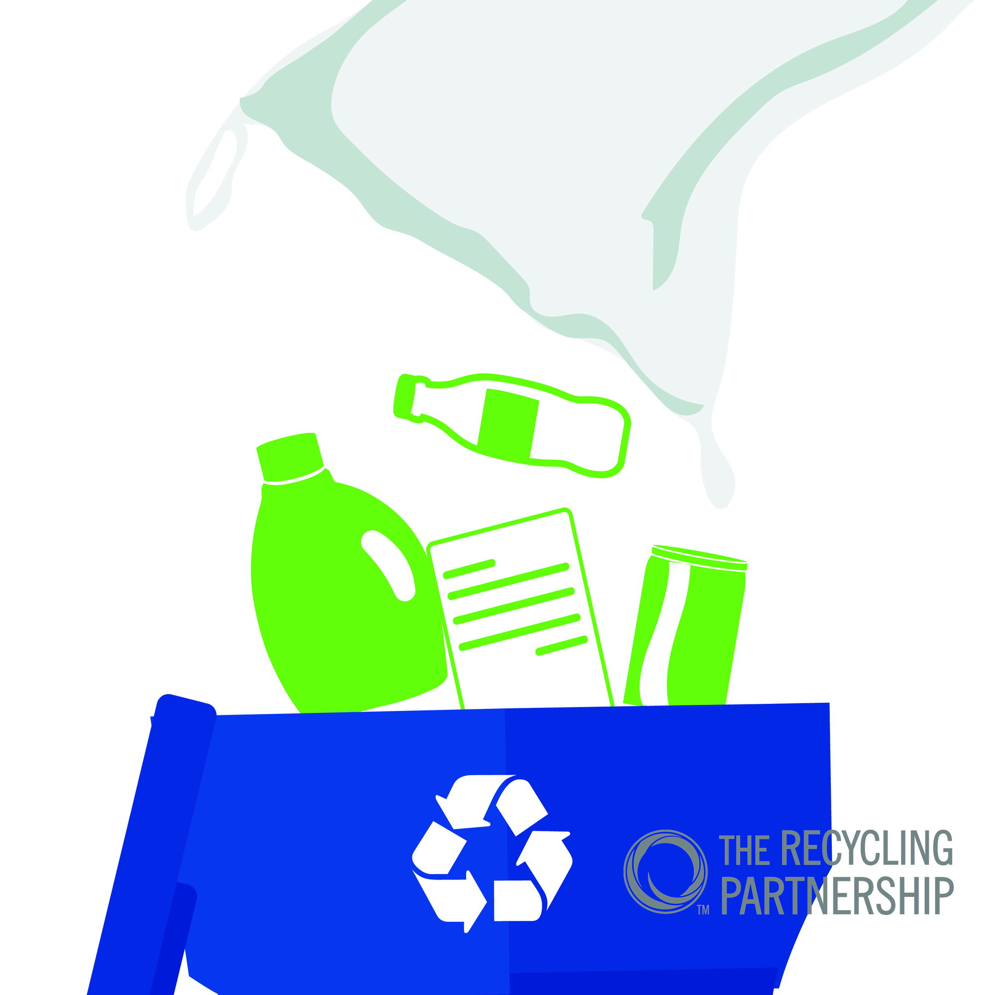 image showing not to bag your recyclables and to empty them into your recycling cart loose