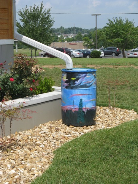 Blue Schools Rain Barrel