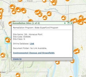 DEC Info locator remediation site popup box