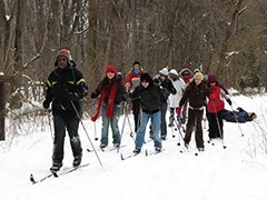 A group of cross country skiers at Reinstein Woods