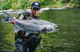 Brien Hansen with a Coho Salmon catch