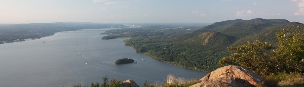 View of the Hudson River from Storm King Mountain in the Hudson Highlands.