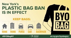 bag ban graphic with person holding reusable bag over shoulder