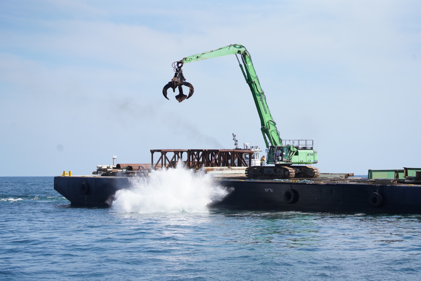 Materials being deployed on a New York artificial reef site