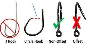 Image of four fishing hooks