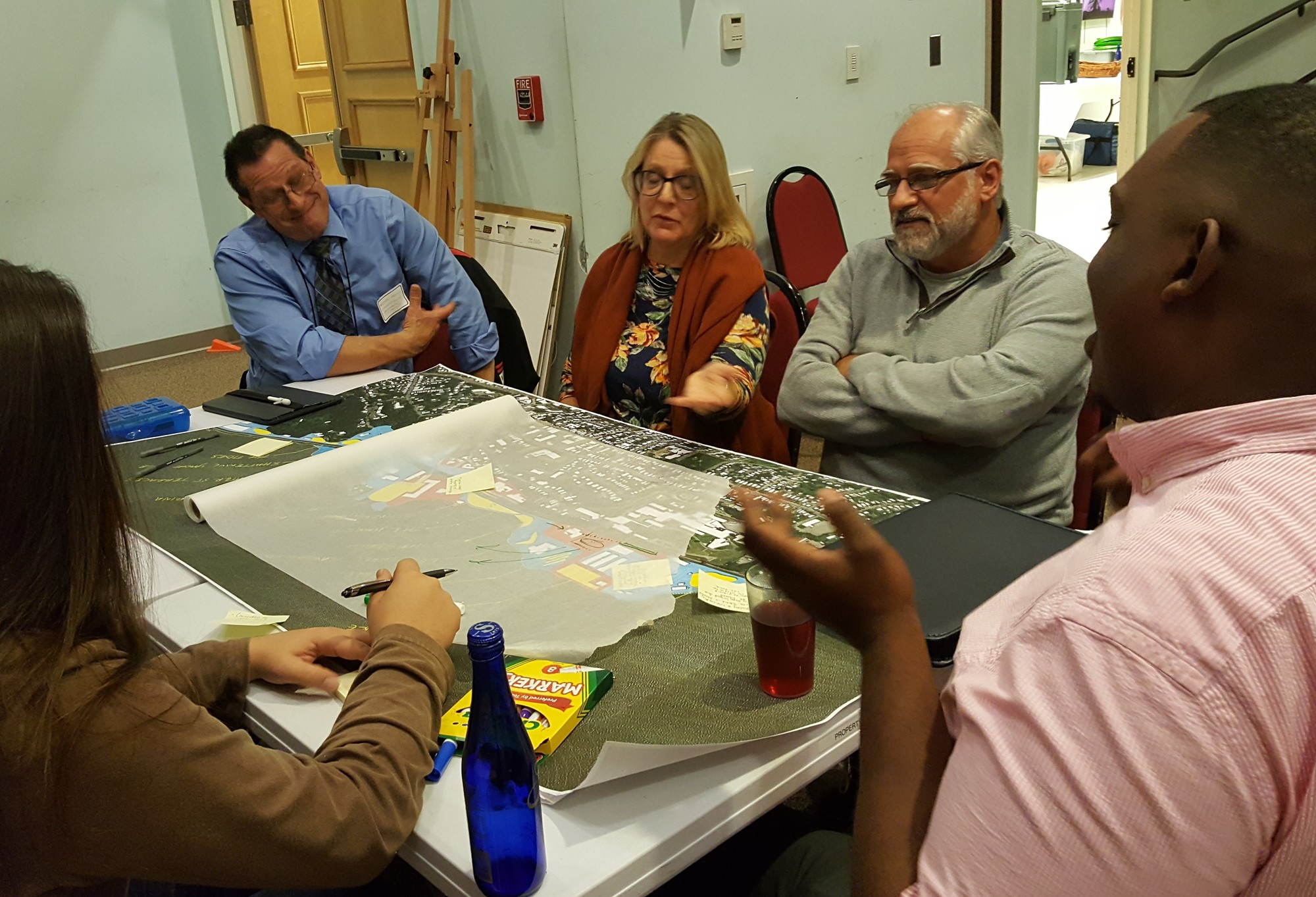 Community stakeholders reviewing climate-adaptive design concepts in Ossining (2019)