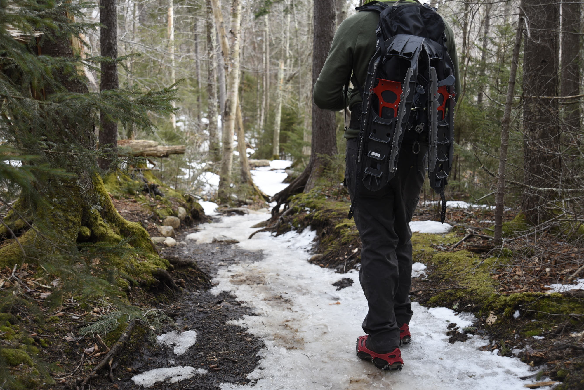 Hiker on icy trail