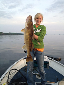 Angler with a St. Lawrence River walleye