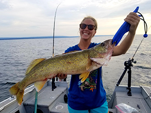 Angler with Lake Erie walleye