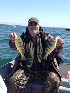 Angler with Lake Erie yellow perch