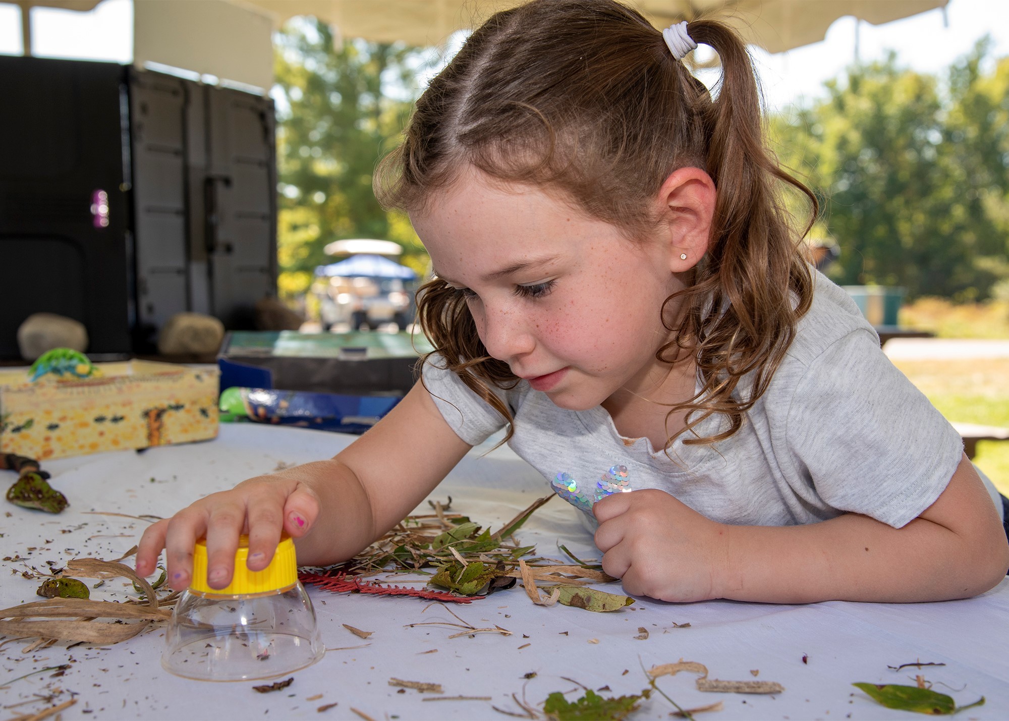 child doing nature activity